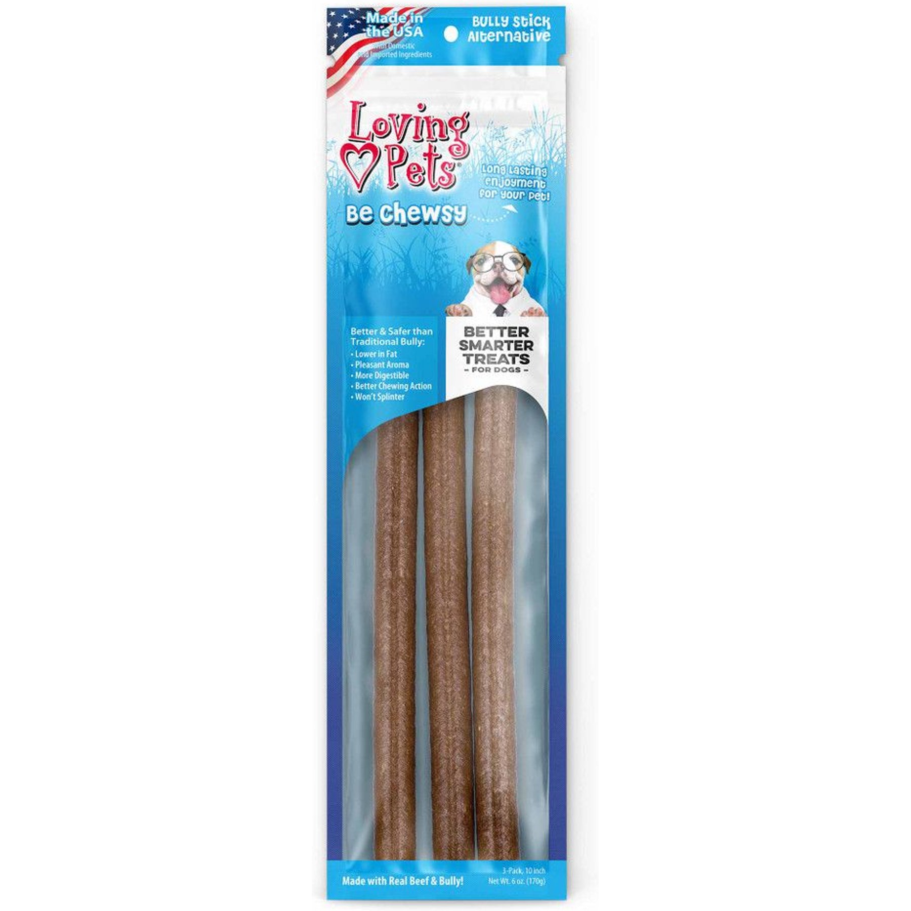 Loving Pets Be Chewsy 10-in Dog Bully Stick Treat, 6-oz bag, 3 count