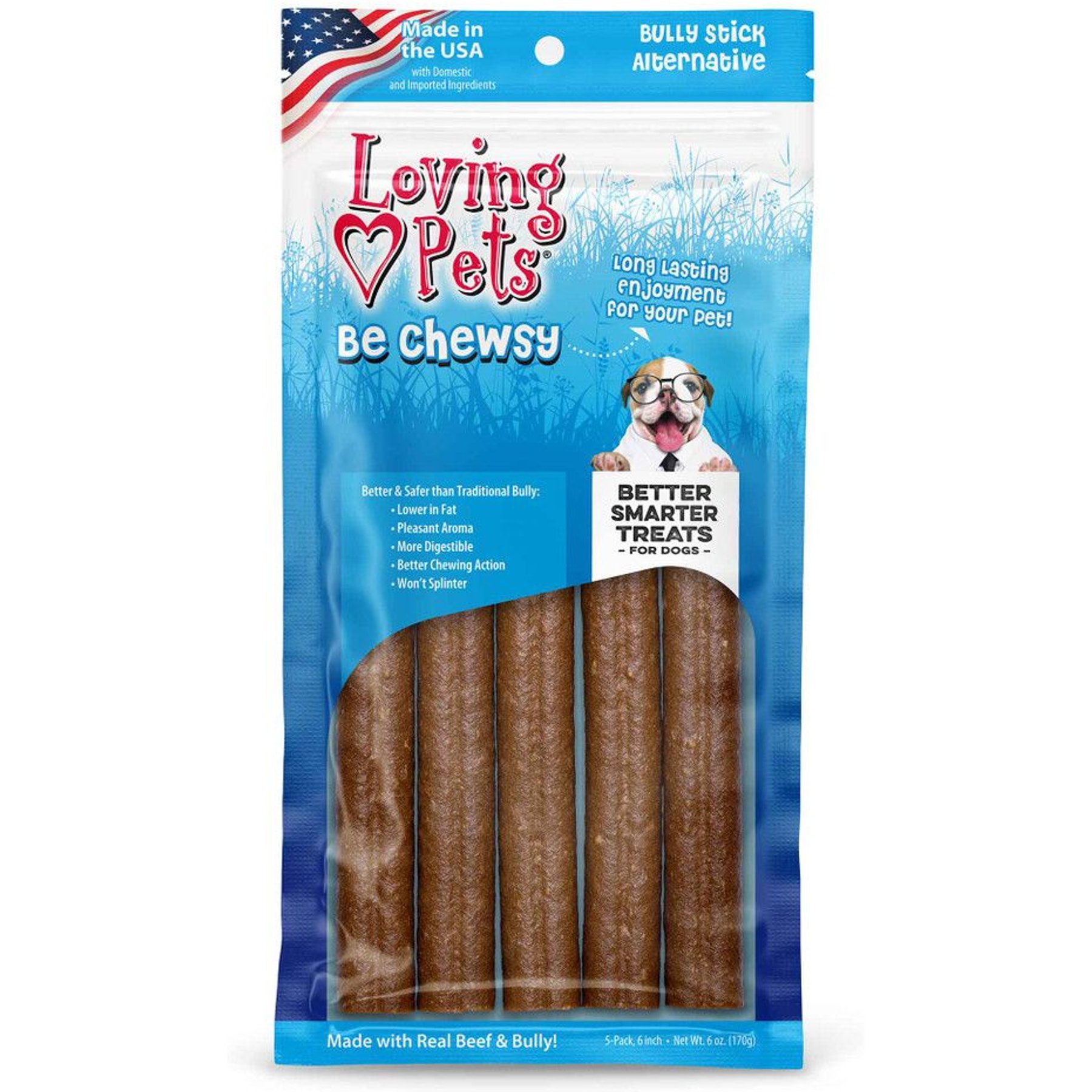 Loving Pets Be Chewsy 6-in Dog Bully Stick Treat, 6-oz bag, 5 count
