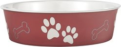 Loving Pets Bella Non-Skid Stainless Steel Dog & Cat Bowl, Merlot, 6.5-cup