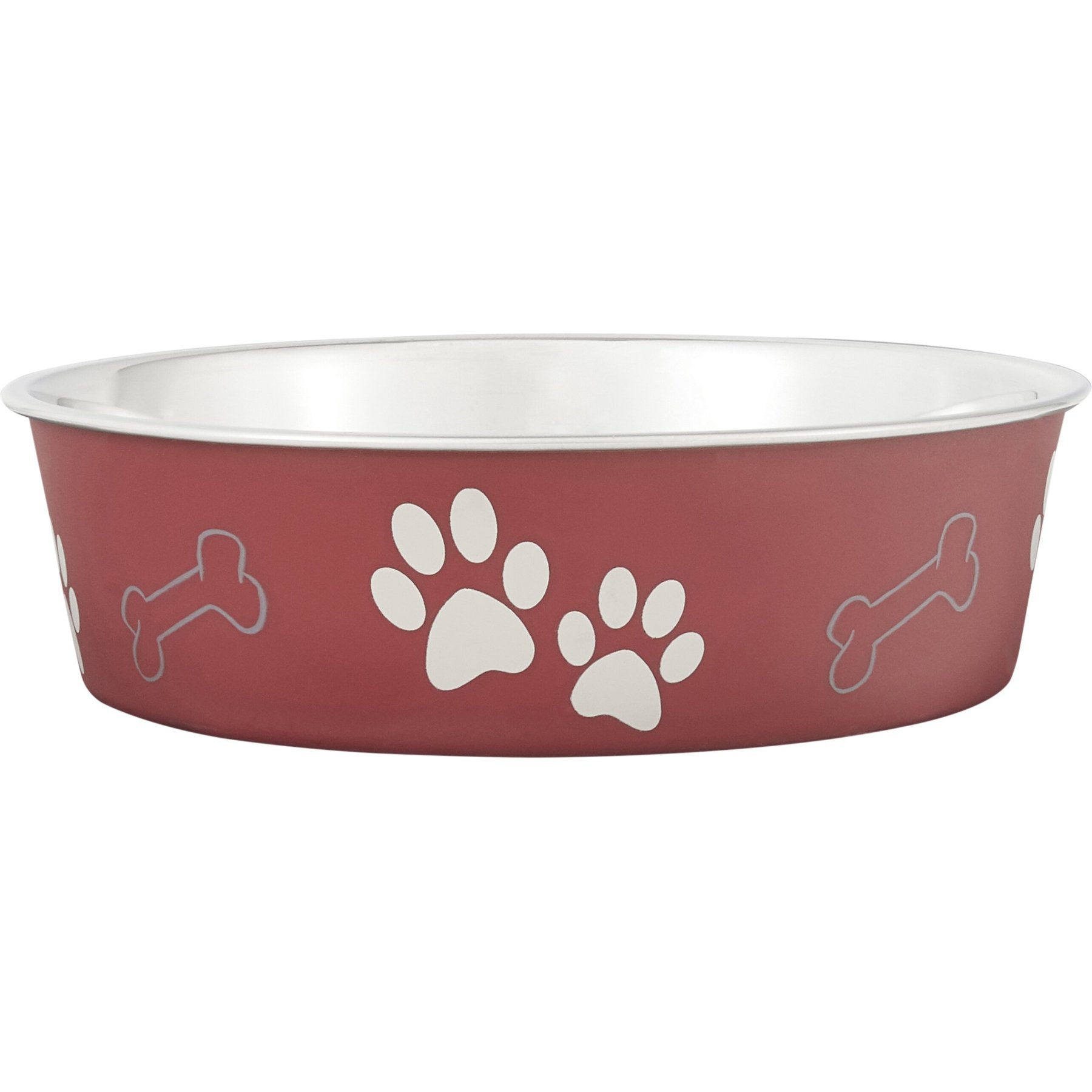Loving Pets Bella Non-Skid Stainless Steel Dog & Cat Bowl, Merlot, 6.34-cup