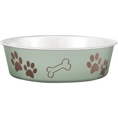 Loving Pets Bella Non-Skid Stainless Steel Dog & Cat Bowl, Metallic Artichoke, 3.25-cup