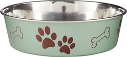 Loving Pets Bella Non-Skid Stainless Steel Dog & Cat Bowl, Metallic Artichoke, 6.5-cup