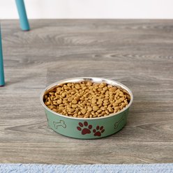 Loving Pets Bella Non-Skid Stainless Steel Dog & Cat Bowl, Metallic Artichoke, 6.5-cup slide 2 of 2