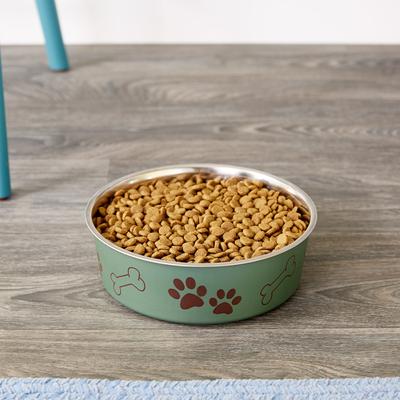 Show full view: Loving Pets Bella Non-Skid Stainless Steel Dog & Cat Bowl, Metallic Artichoke, 7.75-cup slide 2 of 4