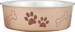Loving Pets Bella Non-Skid Stainless Steel Dog & Cat Bowl, Metallic Champagne, 7.75-cup