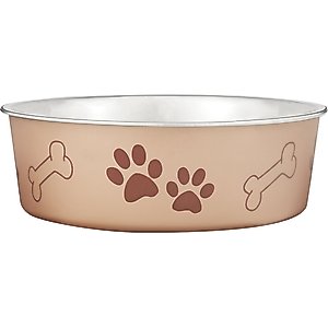 Loving Pets Bella Non-Skid Stainless Steel Dog & Cat Bowl, Metallic Champagne, 7.75-cup