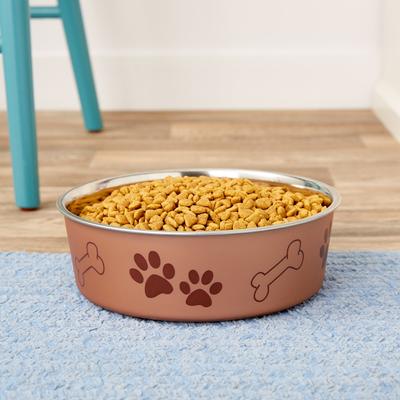 Show full view: Loving Pets Bella Non-Skid Stainless Steel Dog & Cat Bowl, Metallic Champagne, 7.75-cup slide 3 of 5