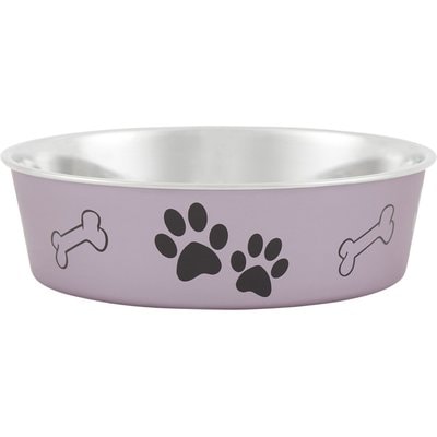 Loving Pets Loving Pets Bella Non-Skid Stainless Steel Dog & Cat Bowl, Metallic Grape, 6.34-cup