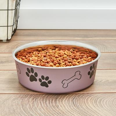 Show full view: Loving Pets Bella Non-Skid Stainless Steel Dog & Cat Bowl, Metallic Grape, 7.75-cup slide 4 of 6