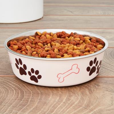 Show full view: Loving Pets Bella Non-Skid Stainless Steel Dog & Cat Bowl, Paparazzi Pink, 3.25-cup slide 3 of 5