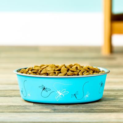 Show full view: Loving Pets Bella Non-Skid Stainless Steel Dog & Cat Bowl, Turquoise, 3.25-cup slide 3 of 6