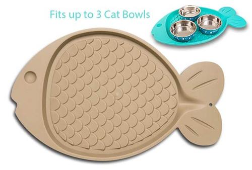 Show full view: Loving Pets Bella Spill-Proof Fish Shaped Cat Placemat slide 1 of 2