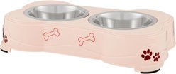Loving Pets Dolce Double Diner Non-Skid Elevated Dog & Cat Bowls, Pink, 2.75-cup