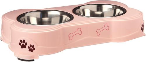 Show full view: Loving Pets Dolce Double Diner Non-Skid Elevated Dog & Cat Bowls, Pink, 2.75-cup slide 4 of 7