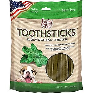 Loving Pets Toothsticks Large Mint Daily Dog Dental Treat, 13-oz bag