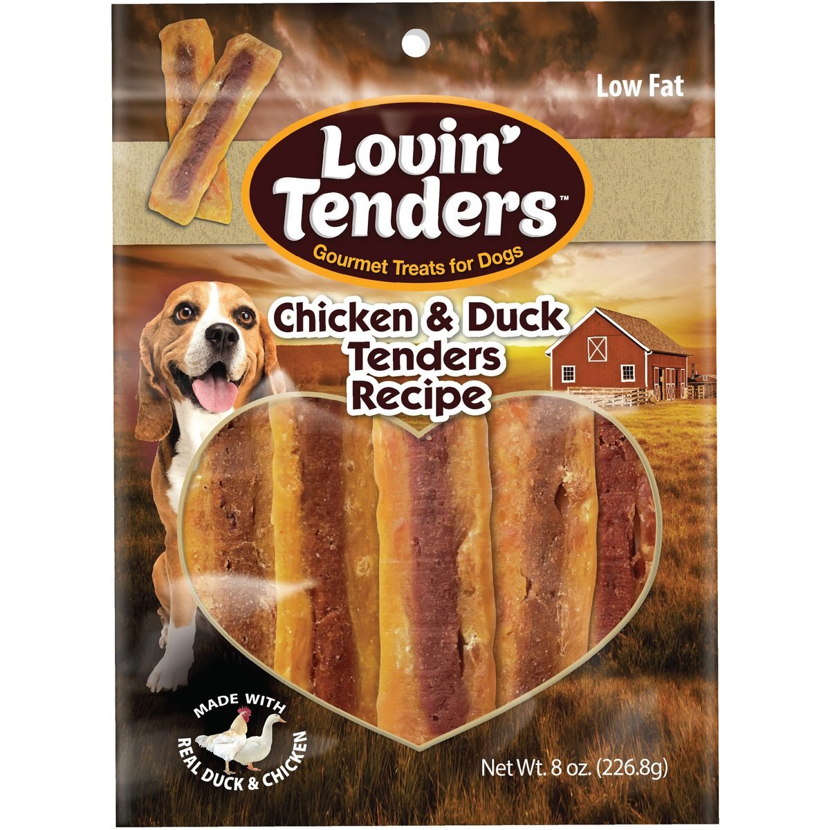 Lovin'Tenders Chicken & Duck Tenders Recipe Dog Jerky Treat, 8-oz bag