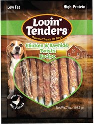 Lovin'Tenders Chicken & Rawhide Twists Recipe Dog Jerky Treat, 7-oz bag