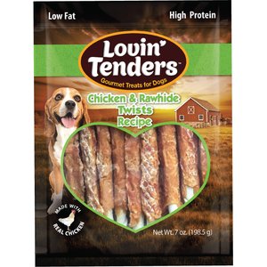 Lovin'Tenders Chicken & Rawhide Twists Recipe Dog Jerky Treat, 7-oz bag