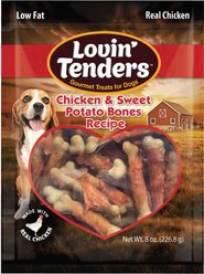 Lovin'Tenders Chicken & Sweet Potato Bones Recipe Dog Jerky Treat, 8-oz bag