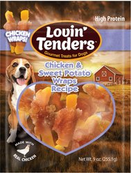 Lovin'Tenders Chicken & Sweet Potato Wraps Recipe Dog Jerky Treat, 8-oz bag
