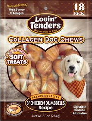 Lovin'Tenders Collagen 3-in Chicken Dumbbells Recipe Dog Jerky Treat, 8.3-oz bag