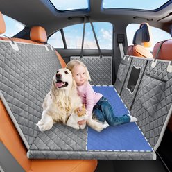 LovMor Car Back Seat Cover Extender Dog Scratcher Pad, Dark Gray with Grey Trim, Medium