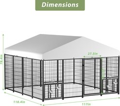 LovMor Heavy Duty Outdoor Feeding Station & Covered Roof Dog Kennel, Black, 10 x 10 x 6.5-ft slide 2 of 7