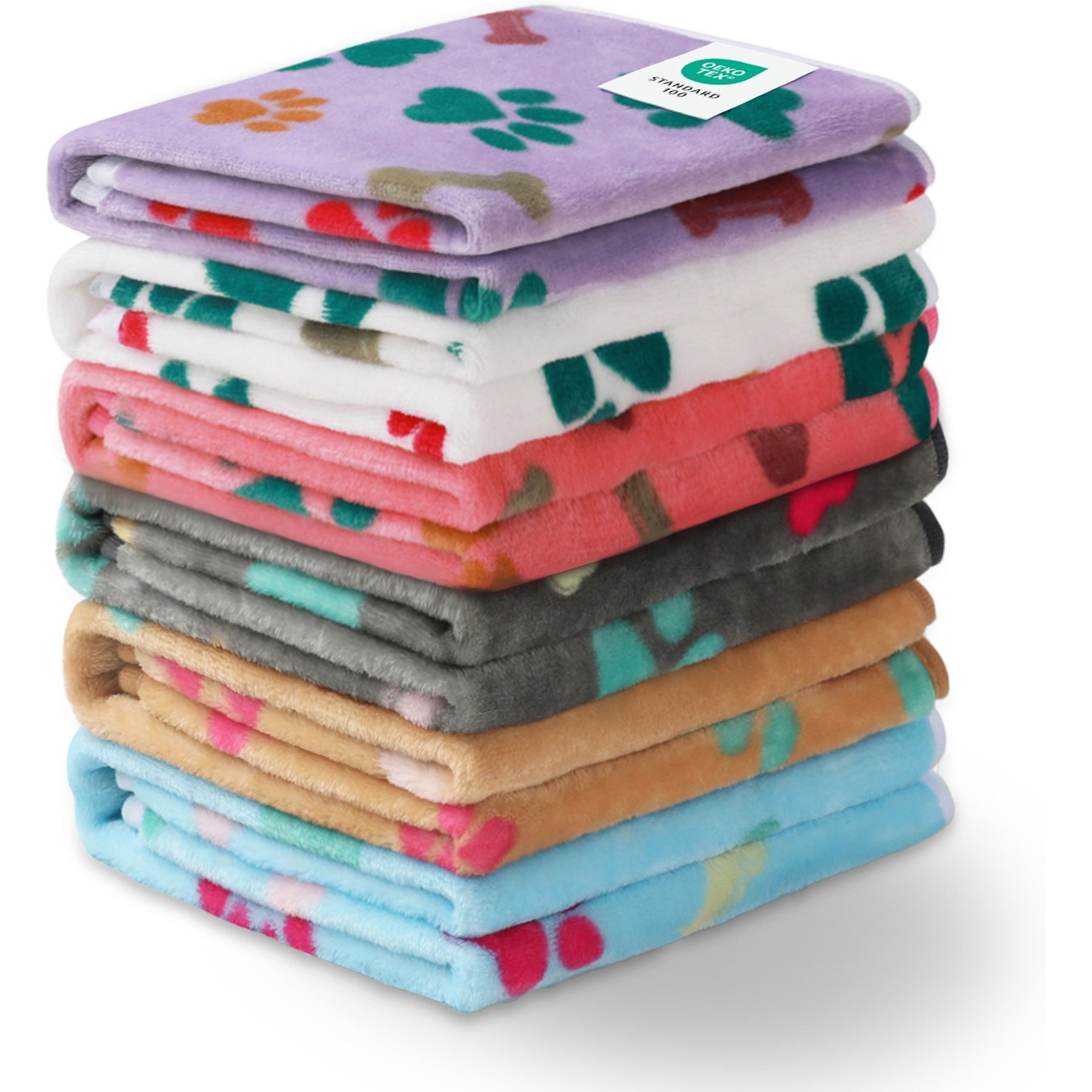 Luciphia Premium 6-Pack Soft Coral Velvet Dog Blanket, Small: 23 x 16-in, Bone