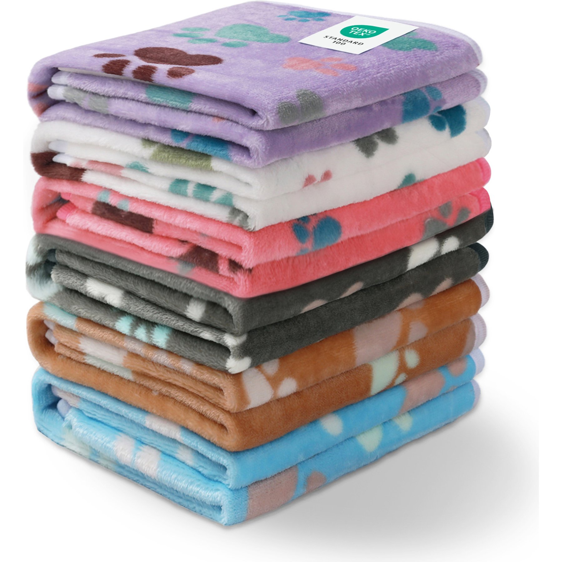 Luciphia Premium 6-Pack Soft Coral Velvet Dog Blanket, Small: 23 x 16-in, Paw
