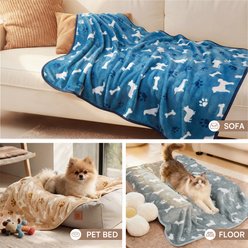 Luciphia Washable Fleece Soft Warm Sofa Bed Throw Dog & Cat Blanket, 3 count, Blue/Khaki/Gray, 23 x 16-in slide 2 of 7
