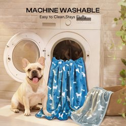 Luciphia Washable Fleece Soft Warm Sofa Bed Throw Dog & Cat Blanket, 3 count, Blue/Khaki/Gray, 30 x 20-in slide 2 of 7
