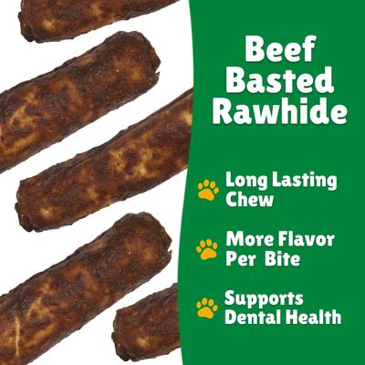 Show full view: Lucky Premium Treats Beef Basted Rawhide Bull Sticks X-Large Dog Chews, 10 count slide 5 of 5