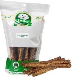 Lucky Premium Treats Beef Basted Rawhide Bull Sticks X-Large Dog Chews, 6 count