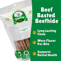 Lucky Premium Treats Beef Basted Rawhide Large Dog Chews, 10 count slide 2 of 5