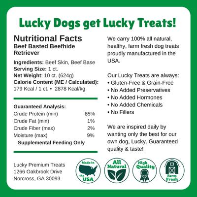 Show full view: Lucky Premium Treats Beef Basted Rawhide Large Dog Chews, 10 count slide 6 of 6