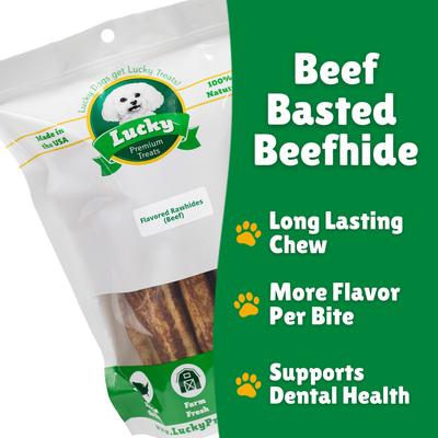 Show full view: Lucky Premium Treats Beef Basted Rawhide Large Dog Chews, 14 count slide 5 of 5