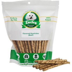 Lucky Premium Treats Beef Basted Rawhide Small Dog Chews