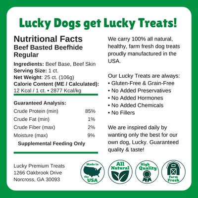 Show full view: Lucky Premium Treats Beef Basted Rawhide Small Dog Chews, 25 count slide 6 of 6