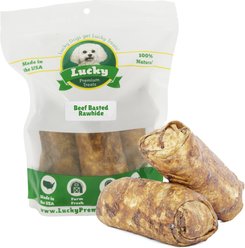 Lucky Premium Treats Beef Basted Rawhide Stubbys X-Large Dog Chews, 12 count