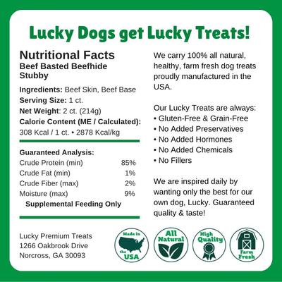 Show full view: Lucky Premium Treats Beef Basted Rawhide Stubbys X-Large Dog Chews, 2 count slide 6 of 6