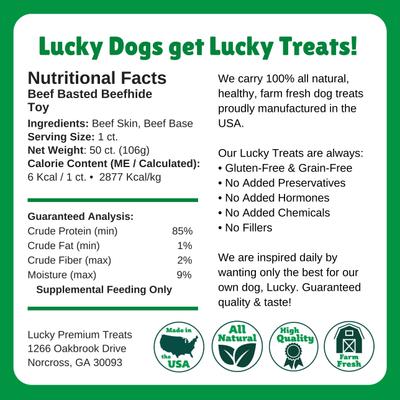 Show full view: Lucky Premium Treats Beef Basted Rawhide X-Small & Toy Dog Chews, 50 count slide 6 of 6