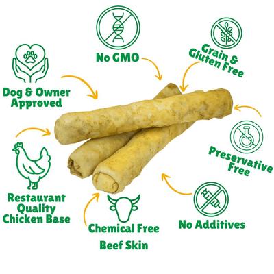 Show full view: Lucky Premium Treats Chicken Basted Rawhide Bull Sticks X-Large Dog Chews, 10 count slide 3 of 5
