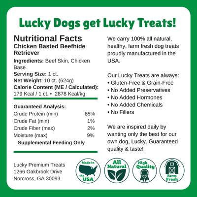 Show full view: Lucky Premium Treats Chicken Basted Rawhide Large Dog Chews, 10 count slide 6 of 6