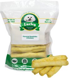 Lucky Premium Treats Chicken Basted Rawhide Medium Dog Chews, 16 count