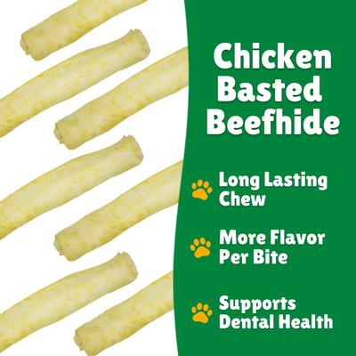 Show full view: Lucky Premium Treats Chicken Basted Rawhide Medium Dog Chews, 16 count slide 5 of 5