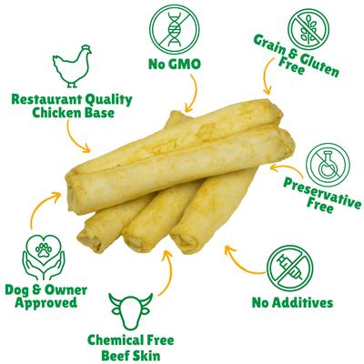 Show full view: Lucky Premium Treats Chicken Basted Rawhide Medium Dog Chews, 28 count slide 3 of 5