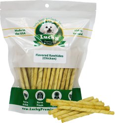 Lucky Premium Treats Chicken Basted Rawhide Small Dog Chews, 200 count