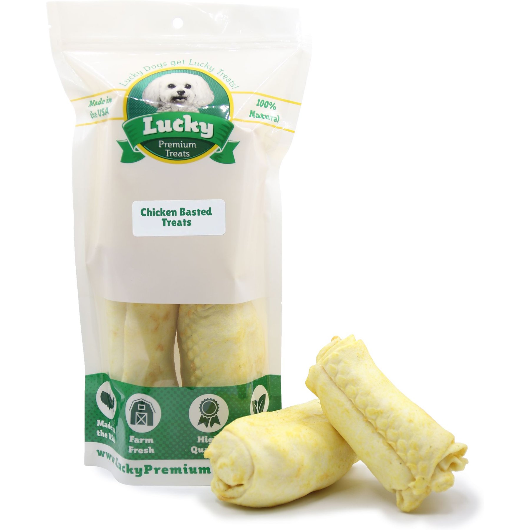 Lucky Premium Treats Chicken Basted Rawhide Studdys X-Large Dog Chews, 4 count