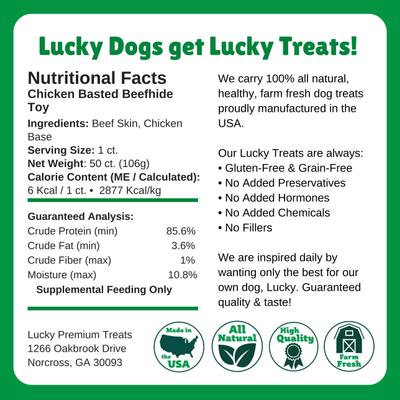 Show full view: Lucky Premium Treats Chicken Basted Rawhide X-Small & Toy Dog Chews, 50 count slide 6 of 6