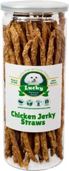 Lucky Premium Treats Chicken Jerky Straws Dog Treats, 7-oz jar